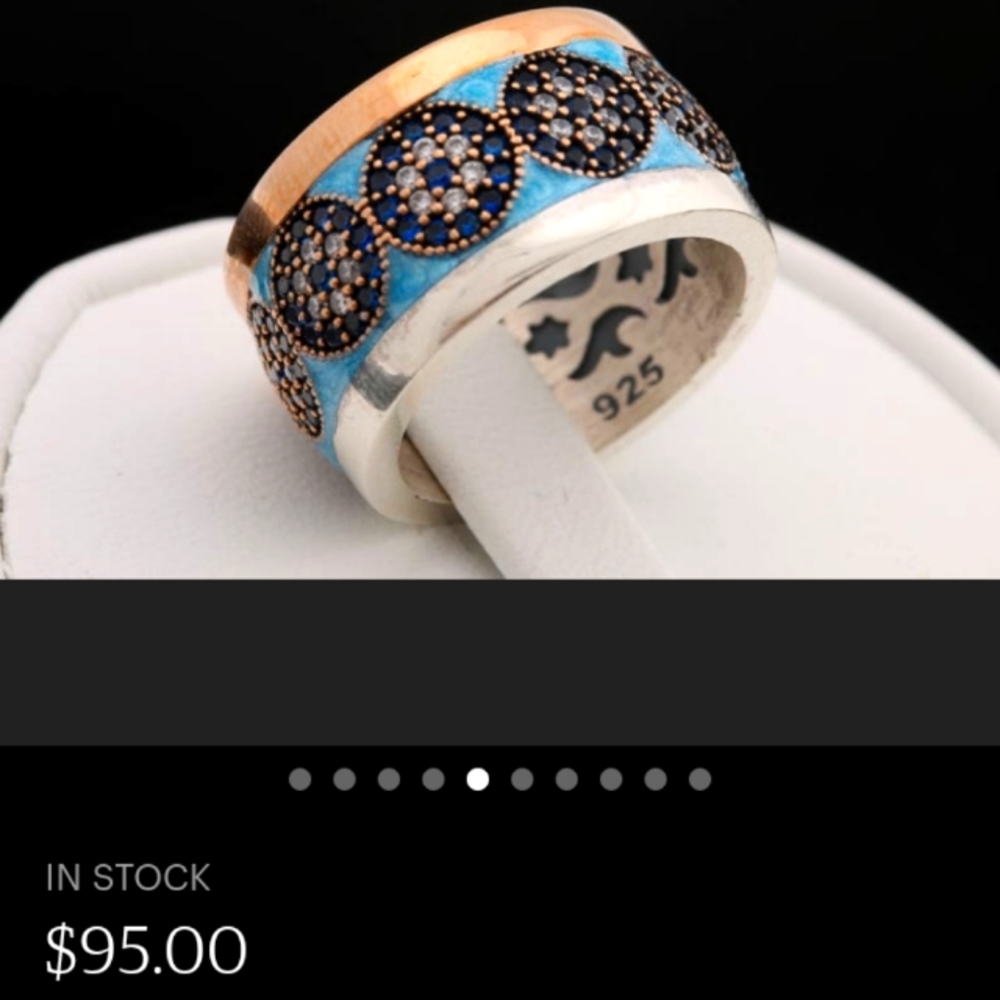 Evil eye Turkish sterling silver ring.